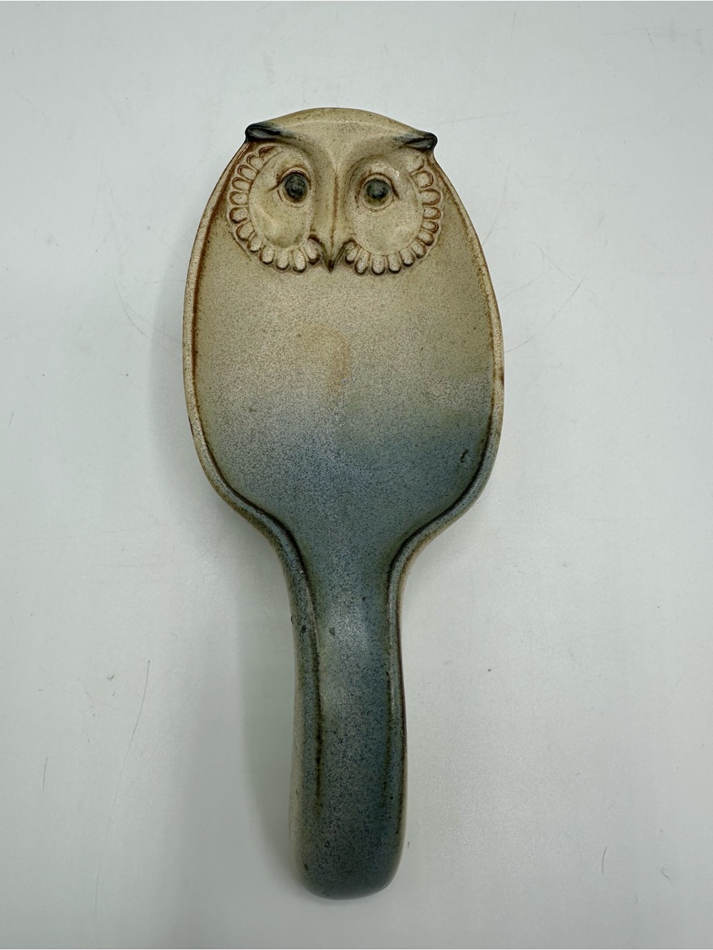 Vintage OCTCI Owl Art Pottery Stoneware Spoon Rest 8x3